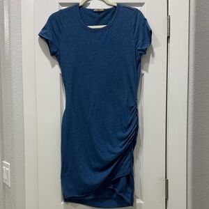 LA MIEL Navy Ruched Mini Dress